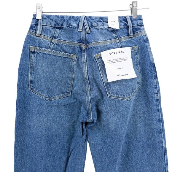NWT GOOD AMERICAN Good 90s Iconic Baggy Jeans Blue812 Wash Ripped Size 0/25 - Picture 5 of 11